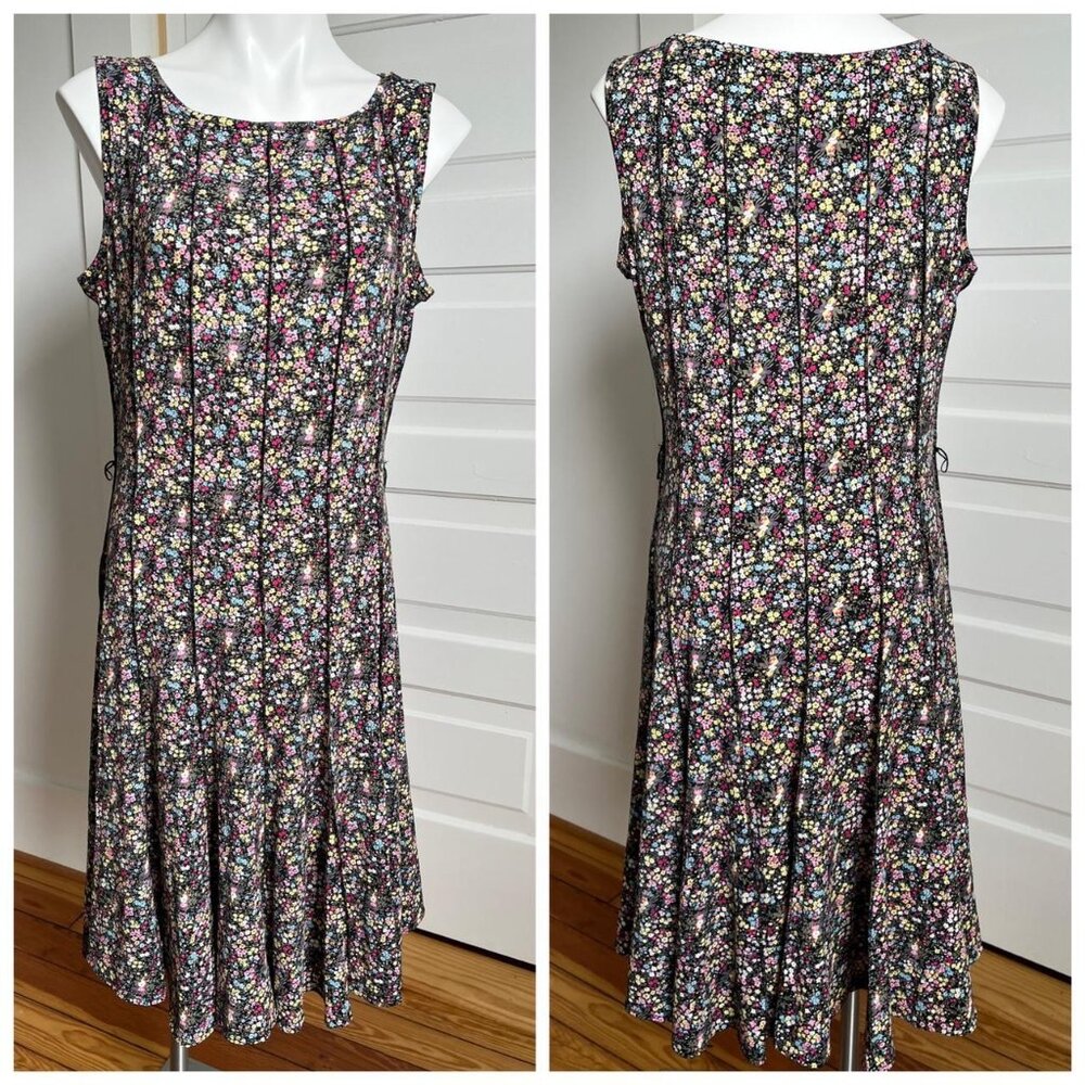 90s Floral black dress